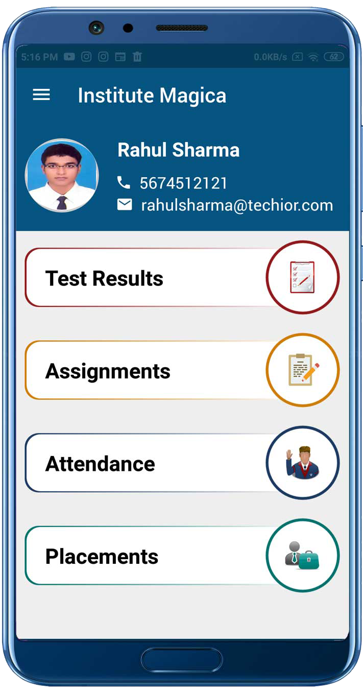 Mobile app interface for staff and administrators